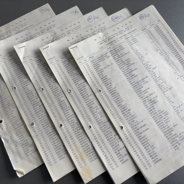 Ukážka zoznamov ponúk faxovaných v roku 1993